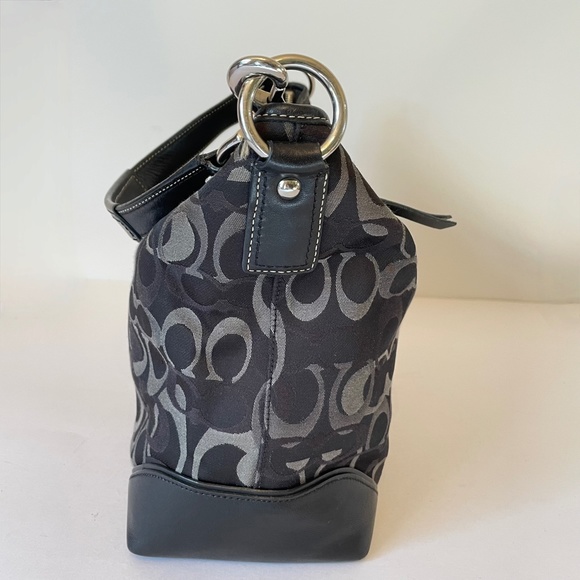 Coach Black Optic C Signature Canvas Sarah Tote Shoulder Bag - Picture 5 of 13